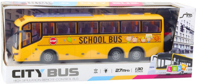 Lodër makinë RC School Bus, 1:30, me komandë nga larg me drita, e verdhë