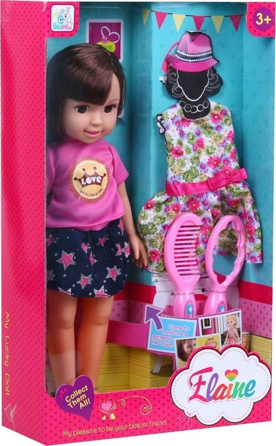Kukull Elaine për stilim, 31cm, me aksesorë flokësh, brunete
