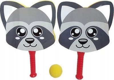 Set raketash me shkumë Raccoon, 2 raketa, me top, shumëngjyrësh