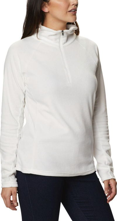 Bluzë fleece për goca Columbia Glacial IV Half Zip, me gjysmë zinxhir, poliester, e bardhë