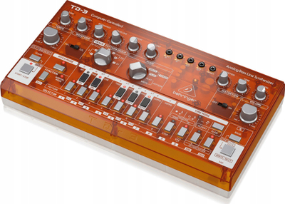 Sintezator bas Behringer TD-3, analog, me sequencer 16-step, portokalli transparent