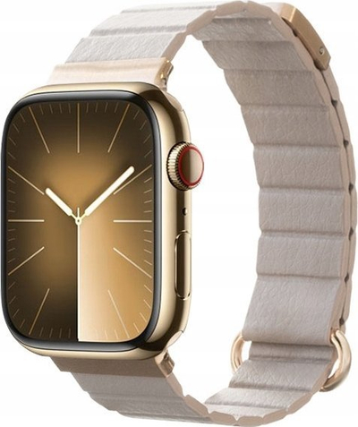 Rrip për Apple Watch Crong Eclipse, lëkurë magnetike, 38 40 41mm, bezhë