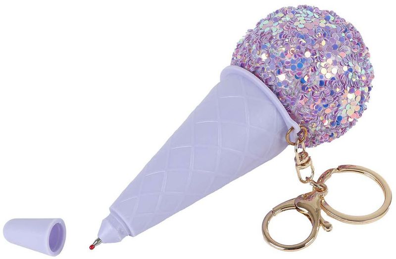 Varëse çelësash Glamour Pen Ice Cream, stilolaps i fshehur, 14 cm, vjollcë me shkëlqim