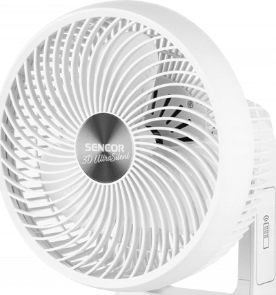 Ventilator me këmbë Sencor 3D UltraSilent SFE 2340WH, 3 mënyra pune, me telekomandë, i bardhë