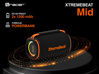 Folës portativ Tracer TWS Xtremebeat MID, 15W, Bluetooth 5.3, RGB, IPX6, i zi