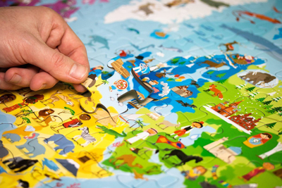 Puzzle edukativ Wiga Play Toka, 205 copa, me libër, shumëngjyrësh