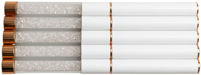 Set furça për thonj DA434, 5 copë, trupa të bardhë, detaje rose gold