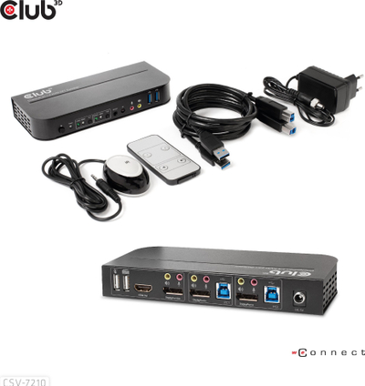 Switch KVM Club 3D CSV-7210, Dual DisplayPort, 4K 60Hz, i zi