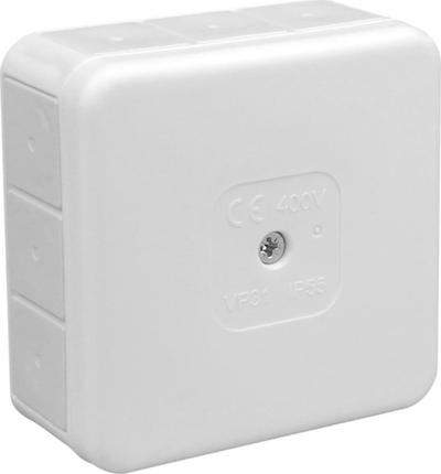 Kuti hermetike sipërfaqësore Viplast VP31, 85x85x37mm, IP55, e bardhë