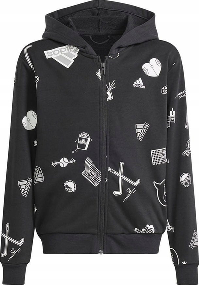 Bluzë me kapuç Adidas Bluv Zip HD për kalamaj, me zinxhir, e zezë