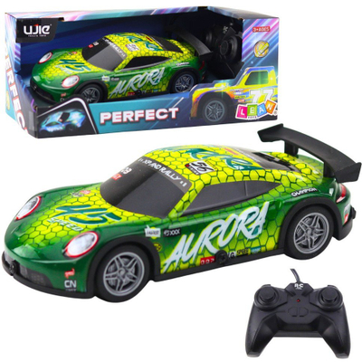 Makine garuese me telekomande RC Racing Car, trup me drite, 27MHz, jeshile