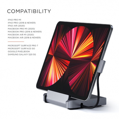 Mbajtëse dhe Hub Satechi Aluminium për iPad Pro, e hirtë