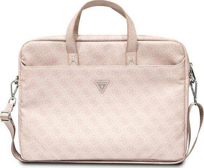 Çantë laptopi Guess 4G Triangle Logo Bag, deri 16", lëkurë eko, rozë