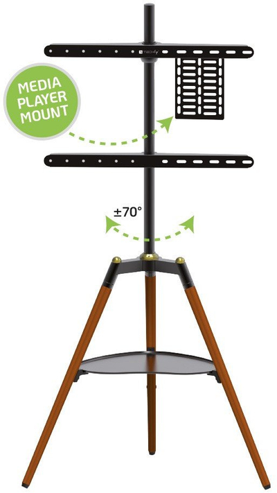 Mbajtëse dyshemeje trekëmbëshe për TV Techly, 32-65", deri 32 kg, me raft