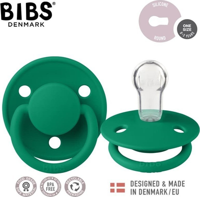 Biberon BIBS De Lux Round, silikon, 0-36m, jeshil evergreen