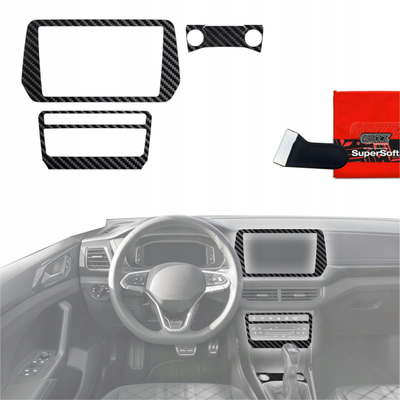 Film mbrojtës interjeri Grizz Protector 4in1, për Volkswagen T‑Cross 2025-2026, carbon glossy, i zi