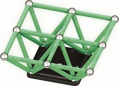 Set konstruktiv magnetik Geomag Glow 60, 60 copa, jeshil