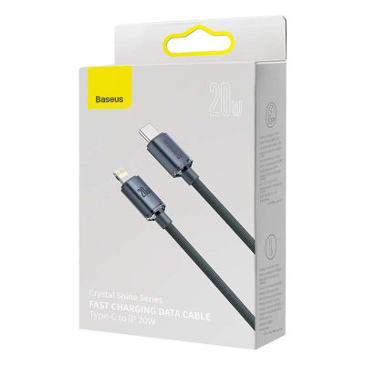 Kabllo USB Baseus Crystal Shine USB C në Lightning, 1.2m, 20W, i zi