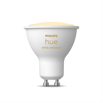 Llambë smart Philips Hue White Ambiance GU10, dritë e bardhë e rregullueshme, kontroll me Bluetooth, e bardhë