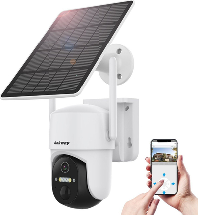 Kamerë sigurie Choetech WiFi me panel dielli 5W, me aplikacion, e bardhë