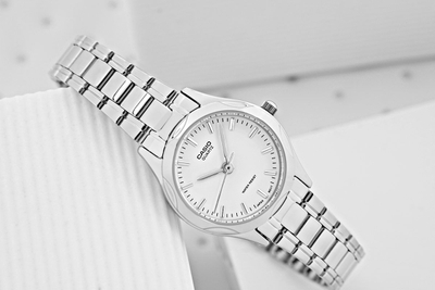 Orë dore Casio LTP-1275D-7A, analoge, çelik inox, me faqe të bardhë