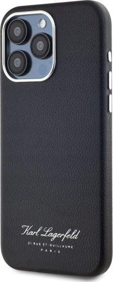 Mbrojtëse telefoni Karl Lagerfeld Grained PU Hotel RSG, për iPhone 15 Pro Max, MagSafe, e zezë