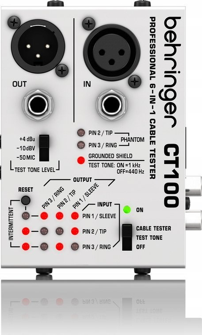 Tester kabllosh Behringer CT100, profesional 6 në 1, me LED, i argjendtë