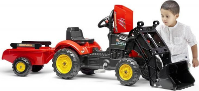 Traktor lodër Falk Red Supercharger, me pedale, me rimorkio, i kuq