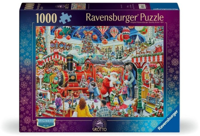 Puzzle Ravensburger Christmas No29 Santa's Steam Train Grotto, 1000 pjesë, për të rritur dhe fëmijë 12+, shumëngjyrësh