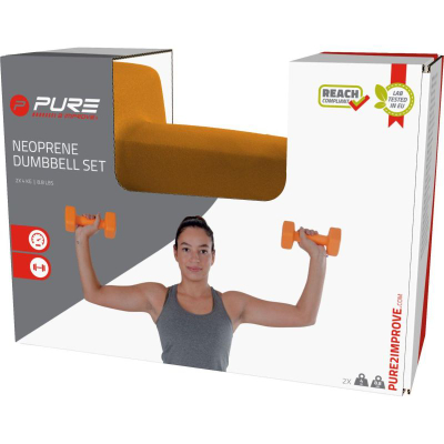Set pesha dore Pure2Improve me neopren, 2 x 4 kg, portokalli