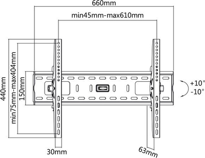 Mbajtëse muri TV VALUE 17.99.1218, 32"-60", deri 75kg, e zezë