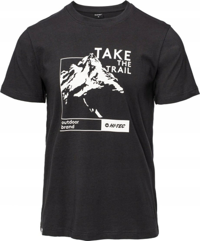 Bluzë T-shirt meshkuj Hi-Tec Take The Trail, 100% pambuk, madhësia L, e zezë