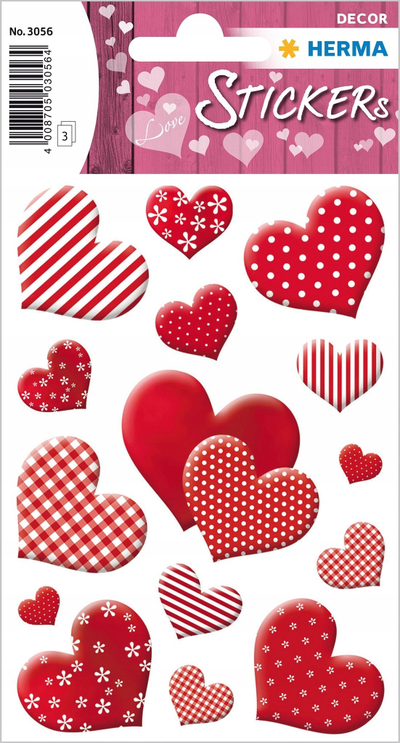 Stikera dekorative Herma 3056 Little Flower Hearts, 10 fletë, zemra dhe lule, shumëngjyrëshe