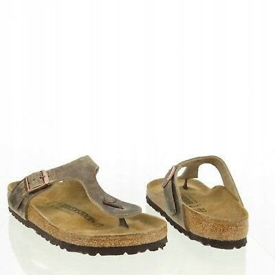 Sandale flip-flop Birkenstock Gizeh, lëkurë e vajosme, Regular Wide, Tobacco Brown