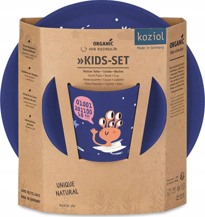 Set enësh për kalamaj Koziol Space, 3 copa, organik, blu
