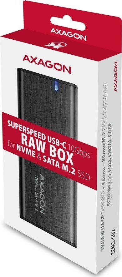Kuti e jashtme SSD Axagon EEM2-SB2, USB C 3.2 Gen 2, M.2 NVMe SATA, alumini