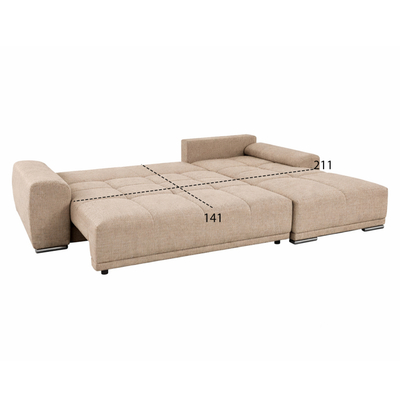 Divan këndor krevati Comfyra HM3336.03R, 270x181cm, kënd i djathtë, bezhë