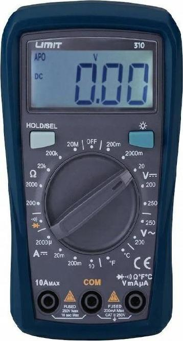 Multimetër digjital Limit 310, CAT II 250V, 10A, blu