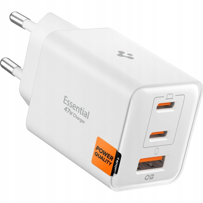 Karikues muri Spigen Essential EE473EU, 47W, 2x USB C 1x USB A, i bardhë