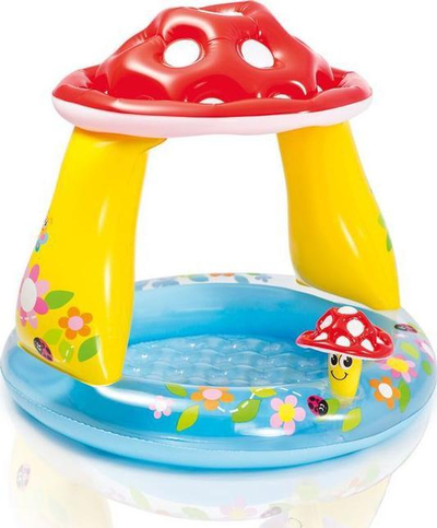 Pishinë fryce për kalamoj Intex Mushroom Baby Pool, me tendë, dysheme e butë, shumëngjyrëshe
