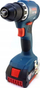 Trapano vidhosëse pa kabllo Bosch GSR 18V-45, 18V, me 2 bateri 3.0Ah, blu