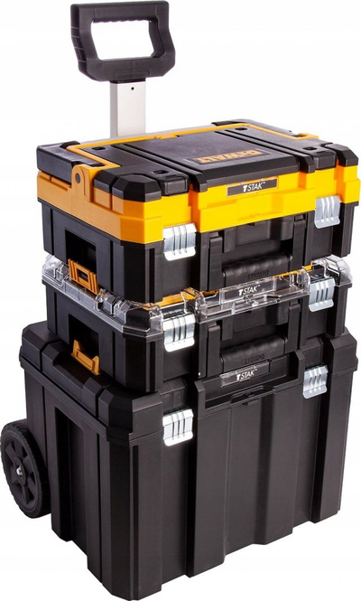 Set kuti mjetesh DeWalt TSTAK V2, 3 pjesë, IP54, i verdhë