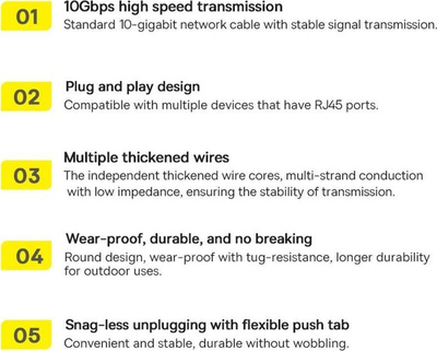 Kabllo rrjeti Baseus Cat7 RJ45, 3m, 10Gbps, i zi