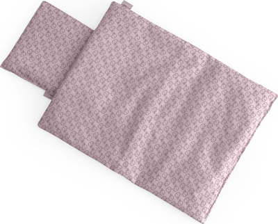 Set batanije edhe jastëk për kukulla, 38 cm, me lepurush, rozë