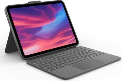 Kopertinë tastierë për iPad Logitech Combo Touch, me trackpad, me ndriçim prapa, gri Oxford