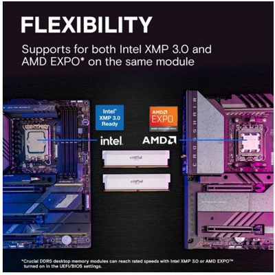 Memorie RAM Crucial Pro OC 64GB, DDR5 6400MHz, UDIMM Dual Channel, e bardhë
