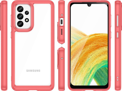 Mbrojtëse telefoni Outer Space për Samsung A33 5G, hibride TPU PC, e tejdukshme, rozë