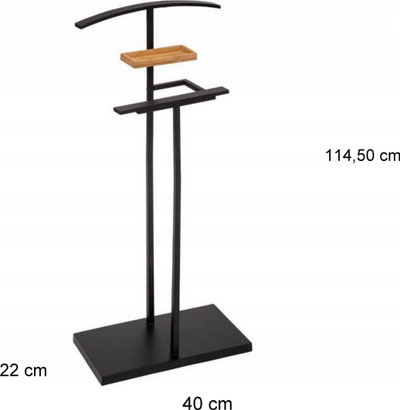 Stendë rrobash 5five, 114 cm, me raft bambuje, metal i zi