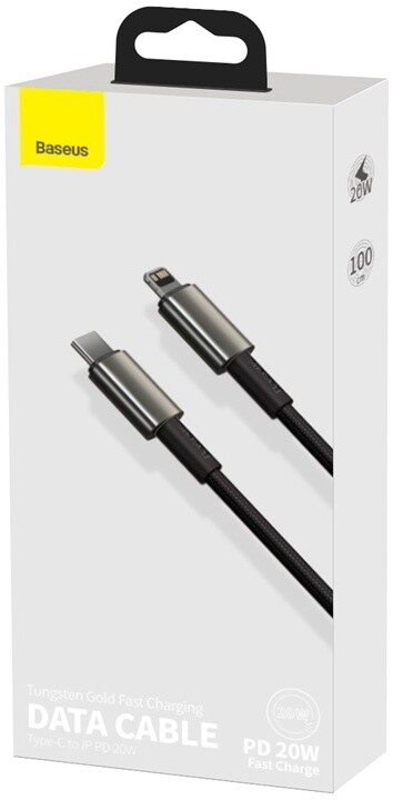 Kabllo BASEUS Tungsten Gold, USB-C - Lightning, M/M, Fast Charge, 20W, 1m, e zezë