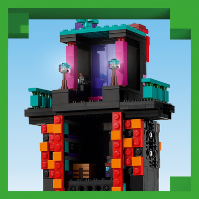 Lodër ndërtuese LEGO Minecraft The Enderman Tower, set aksioni, për fëmijë, shumëngjyrëshe